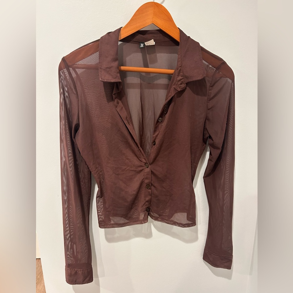 H&M Sheer Chocolate Brown Blouse